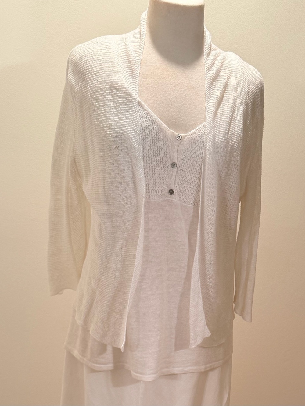 Eileen Fisher Ivory Layered Knit Maxi Set